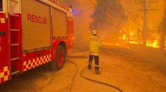 firefighter putting out bushfire