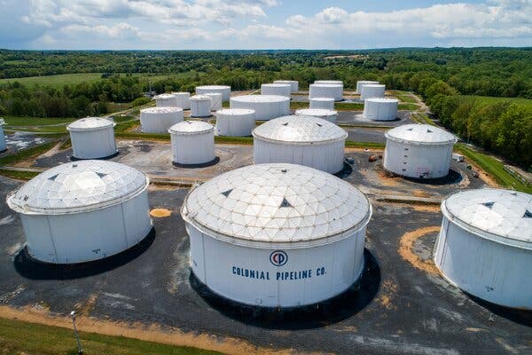 Colonial Pipeline fuel tanks in Maryland. The company operates the largest petroleum pipeline between Texas and New York.