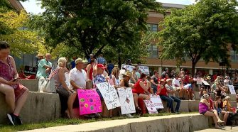 IU Health workers gather to protest COVID-19 vaccine mandate