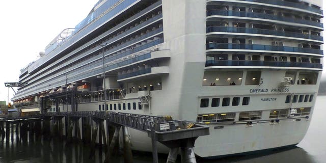 This file photo shows the Emerald Princess cruise ship docked in Juneau, Alaska. A federal judge on Thursday, June 3, 2021, in Juneau, Alaska, sentenced Kenneth Manzanares charged with first-degree murder to 30 years in prison for the beating death of his wife, Kristy Manzanares while aboard the ship.