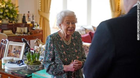 The Queen during her last in-person engagement, days before she tested positive for coronavirus 