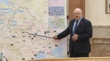 Belarus president stands in front of battle map indicating Moldova invasion plans