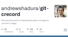 andrewshadura/git-crecord: Git subcommand to interactively select changes to commit or stage