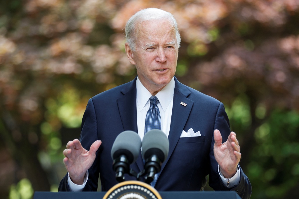President Joe Biden delivers remarks in Savannah, Georgia, as he ends his visit in Seoul, South Korea, on May 22, 2022. 