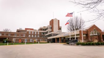 A wide shot shows Audrain Community Hospital.