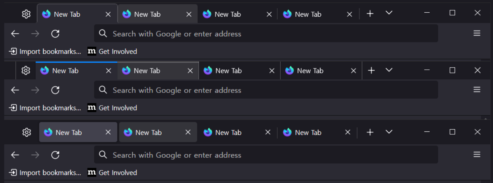 Each tab design