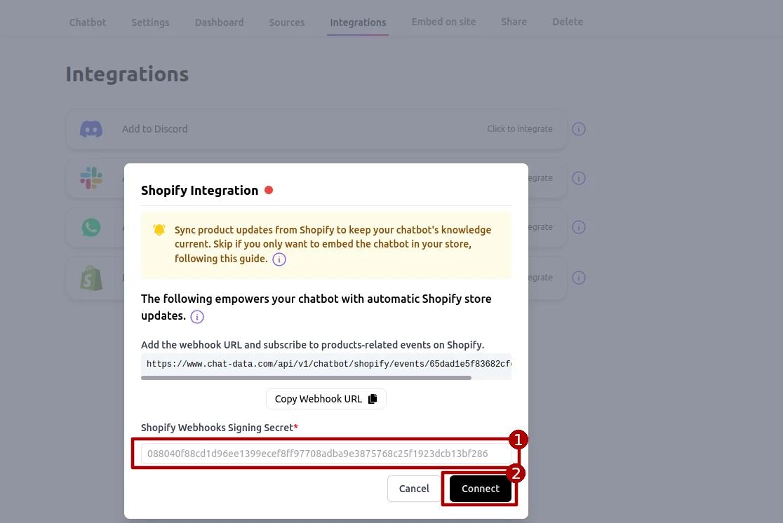 Shopify Store Webhooks Integration